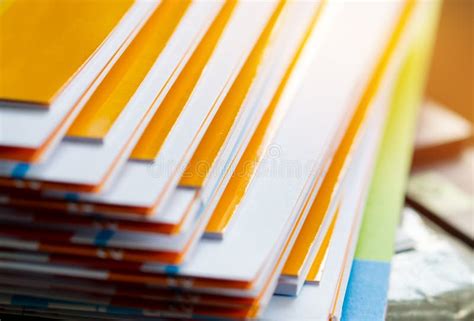 Stack of Report Paper Documents for Business Desk, Business Papers for Annual Report Files ...