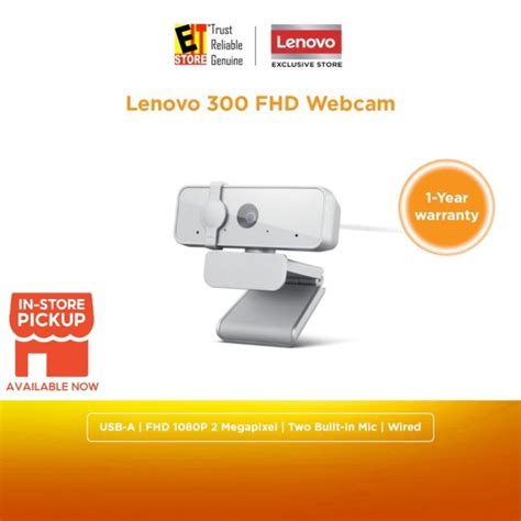 New ! Lenovo 300 FHD WebCam FHD 1080P Two Integrated Mics External ...