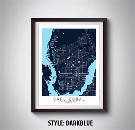 Map of Cape Coral FL Cape Coral Map Cape Coral Poster | Etsy