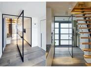 Glass and aluminium central axis pivot door SKD75 BLACK Pivoting room dividers Collection By ...