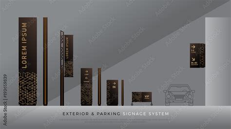 exterior and parking signage. direction, pole, wall mount and traffic signage system design ...