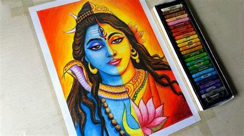 Half Shiva and half Parvati drawing easy || Oil Pastel painting. - YouTube