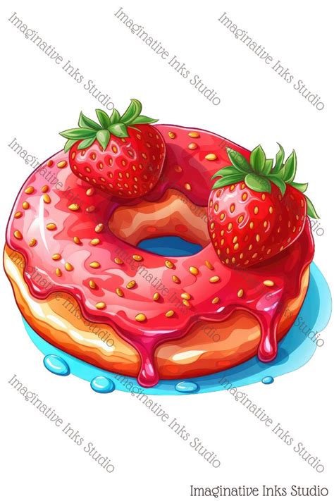 Strawberry Donut Clipart, Breakfast Summer Berry, Sweet Menu, Sweet Treat, Dessert, Food Images ...