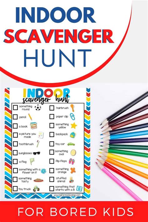 Fun Indoor Scavenger Hunt for Kids - Big Family Blessings