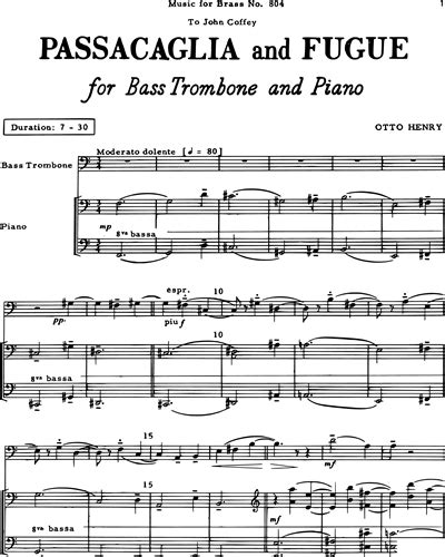 Passacaglia and Fugue Sheet Music by Otto Henry | nkoda