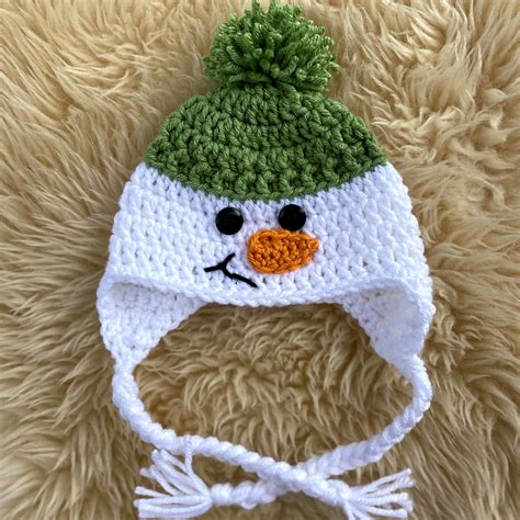 CROCHET SNOWMAN HAT Baby Christmas Hat Kids Winter Hat | Etsy