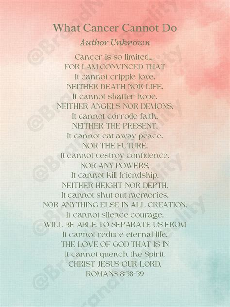 What Cancer Cannot Do Inspiring Poem & Verse 8.5x11 Printable Art Gift ...