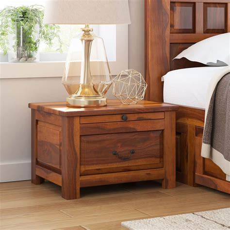 Simply Tudor Rustic Solid Wood Bedroom Nightstand With Drawer