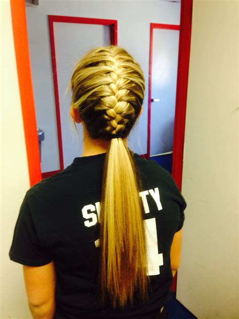 french braid pony tail. I can do this to everyone else's hair, just ...