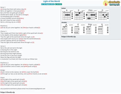 Hợp âm: Light of the World - cảm âm, tab guitar, ukulele - lời bài hát | chords.vip