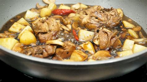 Chicken Adobo with Potatoes and Mushrooms (Adobong Manok) - YouTube