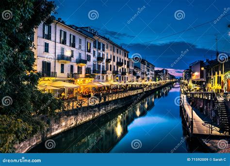 Milan Nightlife in Navigli.italy Stock Image - Image of restaurants ...