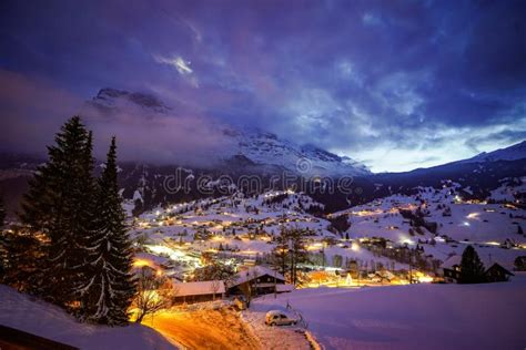 Starry Night in Grindelwald, Switzerland Stock Image - Image of panorama, landscape: 170058665