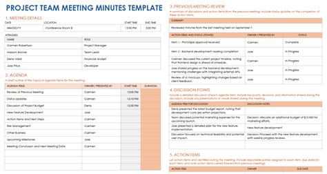 Free Project Management Meeting Minutes Templates