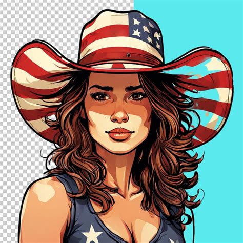 Premium PSD | Clipart cowngirl hat american flag