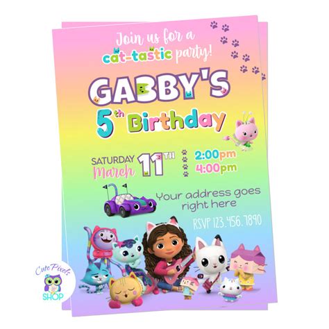 Gabby's Dollhouse Invitation - Cat Invitation – Cute Pixels Shop