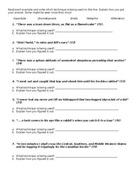 "The Ransom of Red Chief" Figurative Language Quotes Worksheet by Erica G