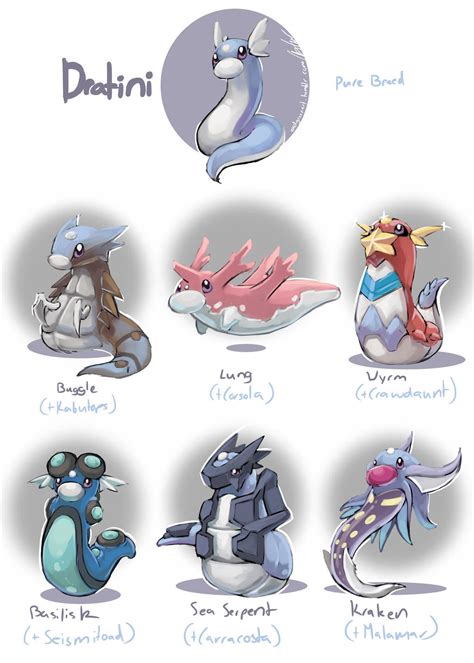 Dratini Variants by AudGreen on DeviantArt