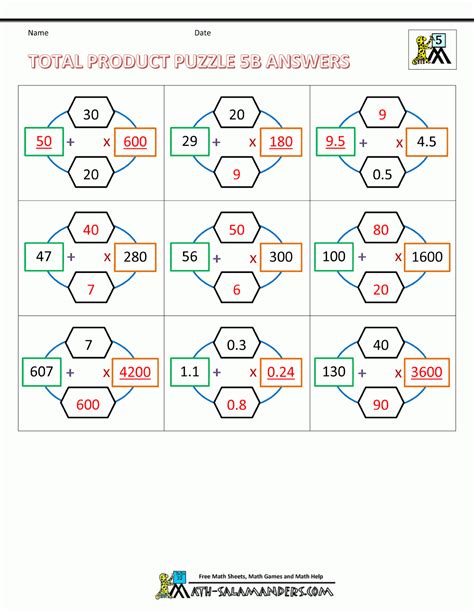 Printable Math Puzzles 5Th Grade – Printable Multiplication Puzzle ...