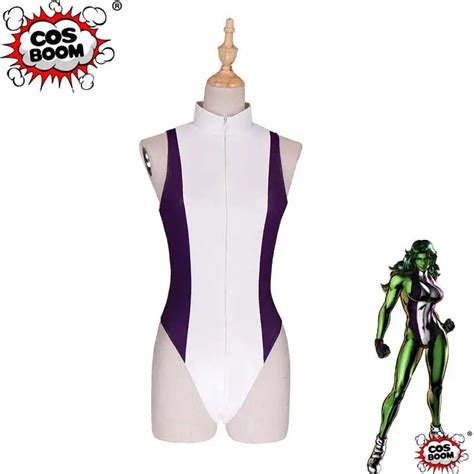 COSBOOM Marvel Comics Costume Adult She Hulk Cosplay Costume Women ...