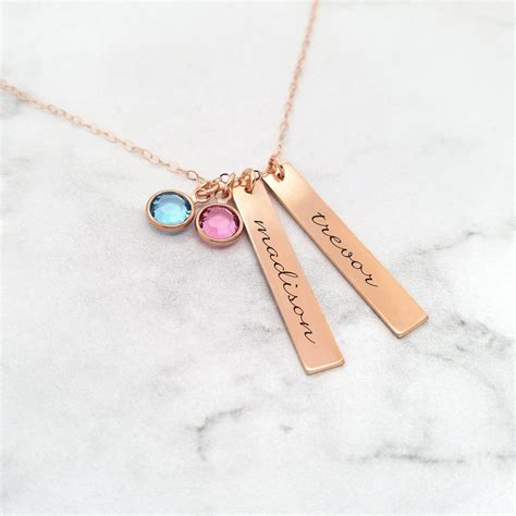 Personalized Mom Necklace- Kids Name Necklace With Birthstones ...