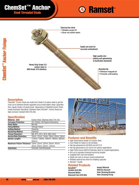 Chemical Anchoring ChemSet Anchor | Galvanization | Stainless Steel