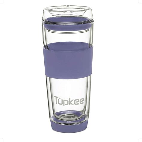 Tupkee Double Wall Glass Tumbler - Insulated Tea/Coffee Mug & Lid, Hand ...