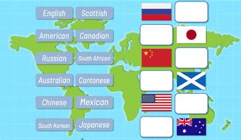 Nationality Adjective + Country Flag Matching Game by Stellar TEFL