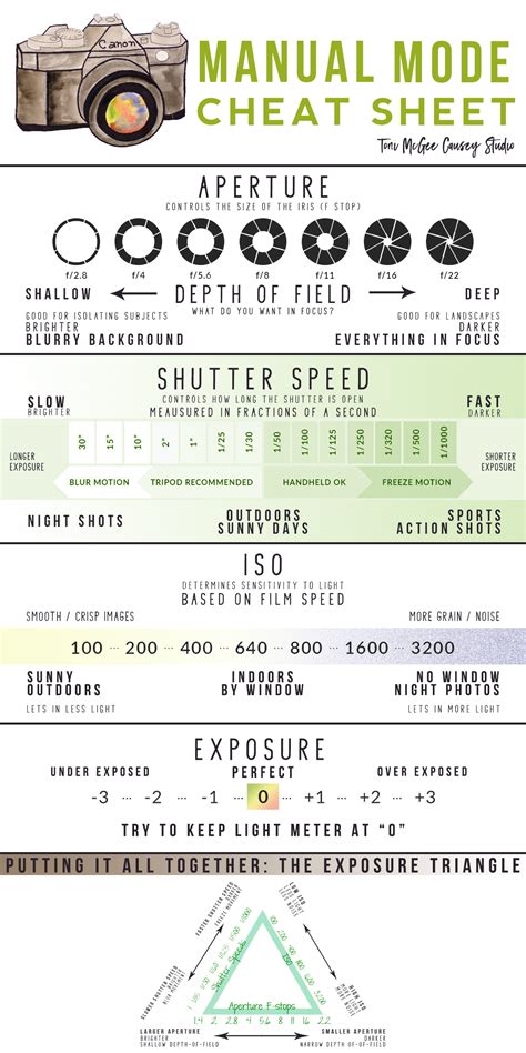 Photography Cheat Sheet – Exploring Your Camera’s Manual Settings | Toni McGee Causey