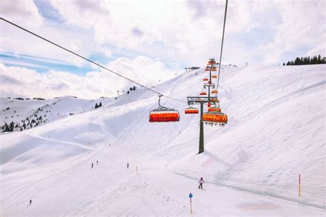 Chair Ski Lift in Saalbach Hinterglemm, Austria Stock Photo - Image of ...