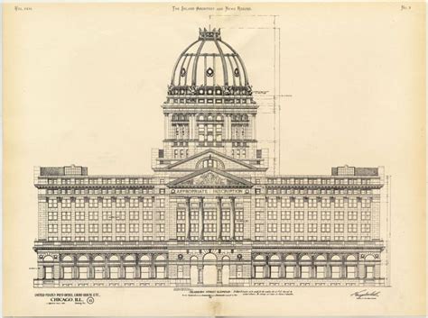 Architectural drawing of old Chicago Federal... | Architecture drawing ...