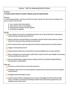 Fillable Online Survey - Tool For Assessing School Culture Fax Email ...