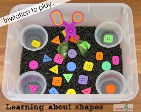 Sorting Shapes in our Sensory Bin | Learning 4 Kids