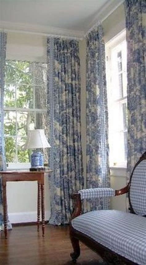 Blue and white toile curtains French country curtains French | Blue curtains for bedroom, French ...