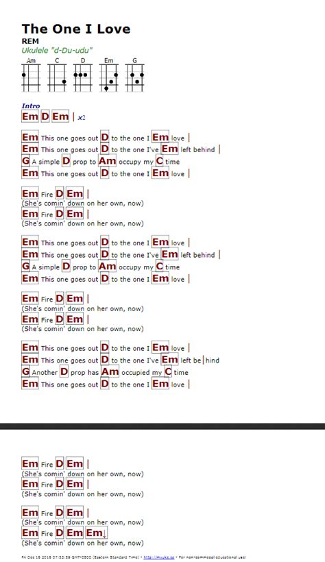 The One I Love (REM) - http://myuke.ca | Ukulele songs, Ukulele chords ...