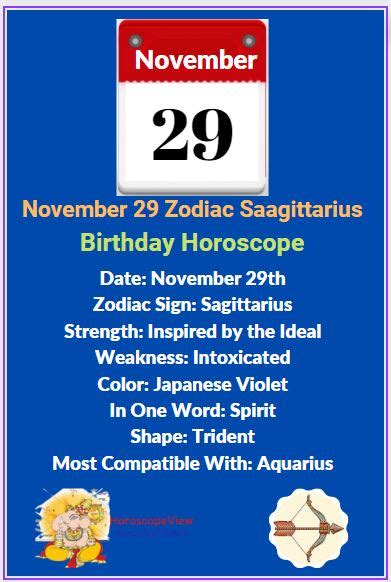 November 29 Zodiac Sagittarius Birthday Horoscope