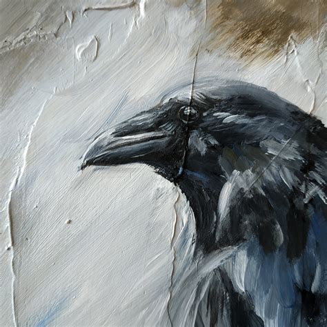 Raven Painting Original Acrylic Raven Artwork Raven Wall Art | Etsy