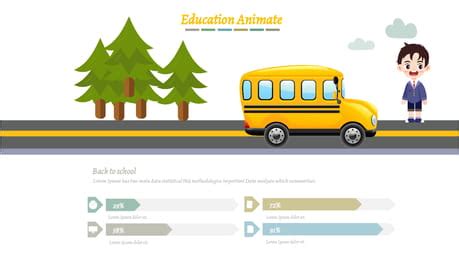 Yellow School Bus Driving Down The Road With Boy Standing Next To It Google Slide Theme And ...