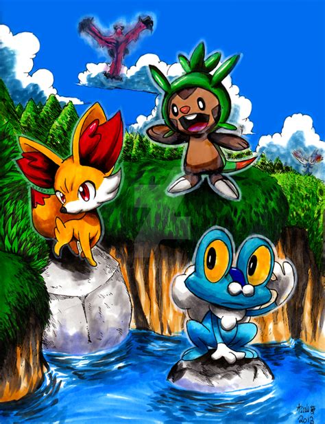 Pokemon X and Y: Starters (Colored) by Pixelated-Takkun on DeviantArt