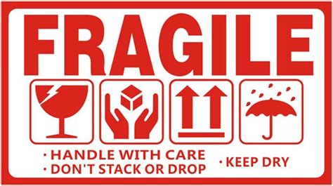 officeship "Fragile, HANDLE WITH CARE" Versand Aufkleber 2x3.5inch 1000 ...