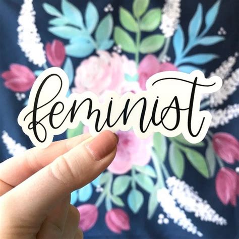 Feminist Quote Sticker 4x1.5in. Black and White Calligraphy | Etsy