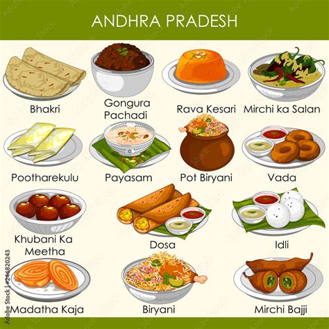 illustration of delicious traditional food of Andhra Pradesh India ...