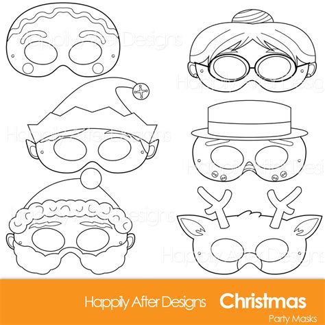 Christmas Printable Coloring Masks, Santa Mask, Snowman Mask, Elf Mask, Rudolph, Reindeer ...