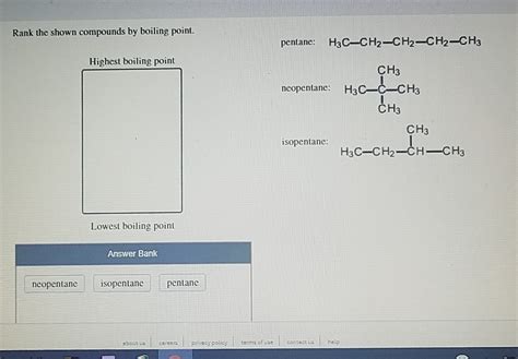 Solved Rank the shown compounds by boiling point. pentane: | Chegg.com