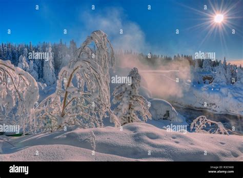 Canada, Manitoba, Pisew Falls Provincial Park. Sunrise on winter landscape Stock Photo - Alamy