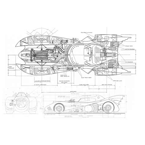 Batmobile 1989 Blueprint - Download free blueprint for 3D modeling