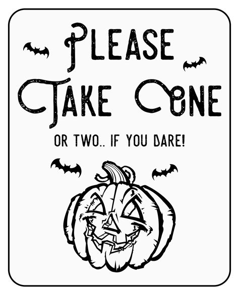 Halloween Please Take One Sign - 15 Free PDF Printables | Printablee