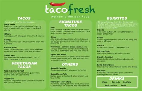 Taco Fresh Menu, Menu for Taco Fresh, Fort Lauderdale, Miami - Urbanspoon/Zomato