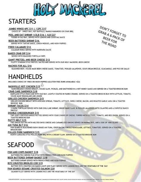 Holy Mackerel VA menu in Hopewell, Virginia, USA