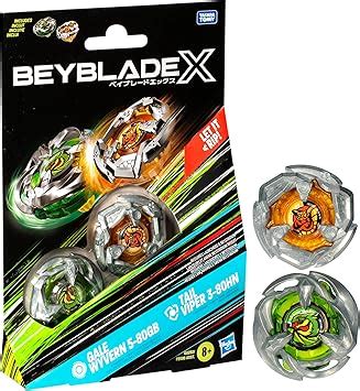 Amazon.com: Beyblade X Gale Wyvern 5-80GB and Tail Viper 3-80HN Dual Pack Set with 2 Right ...